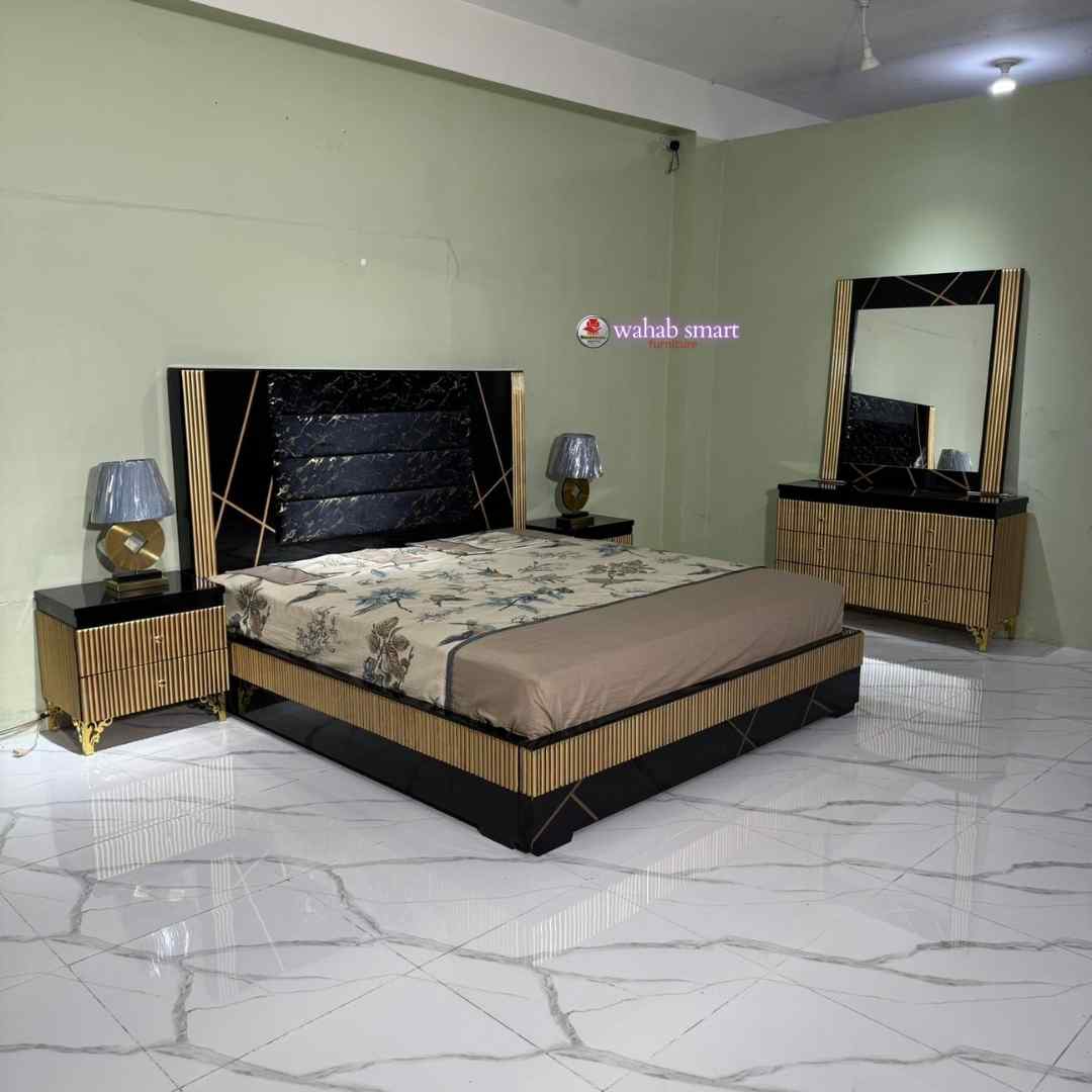 gold lining bed set || bed and dressing without foam