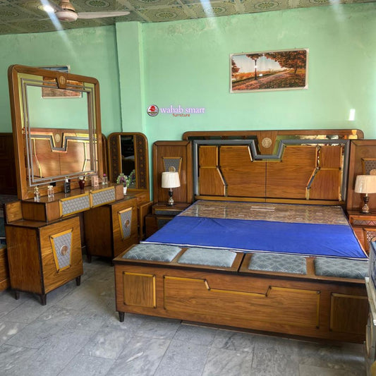 gold circle bedroom set || bed and dressing without foam