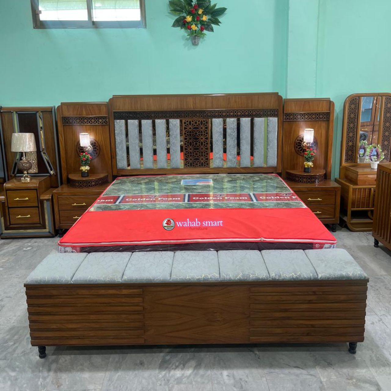Golden crown bed room set || bed and dressing without foam