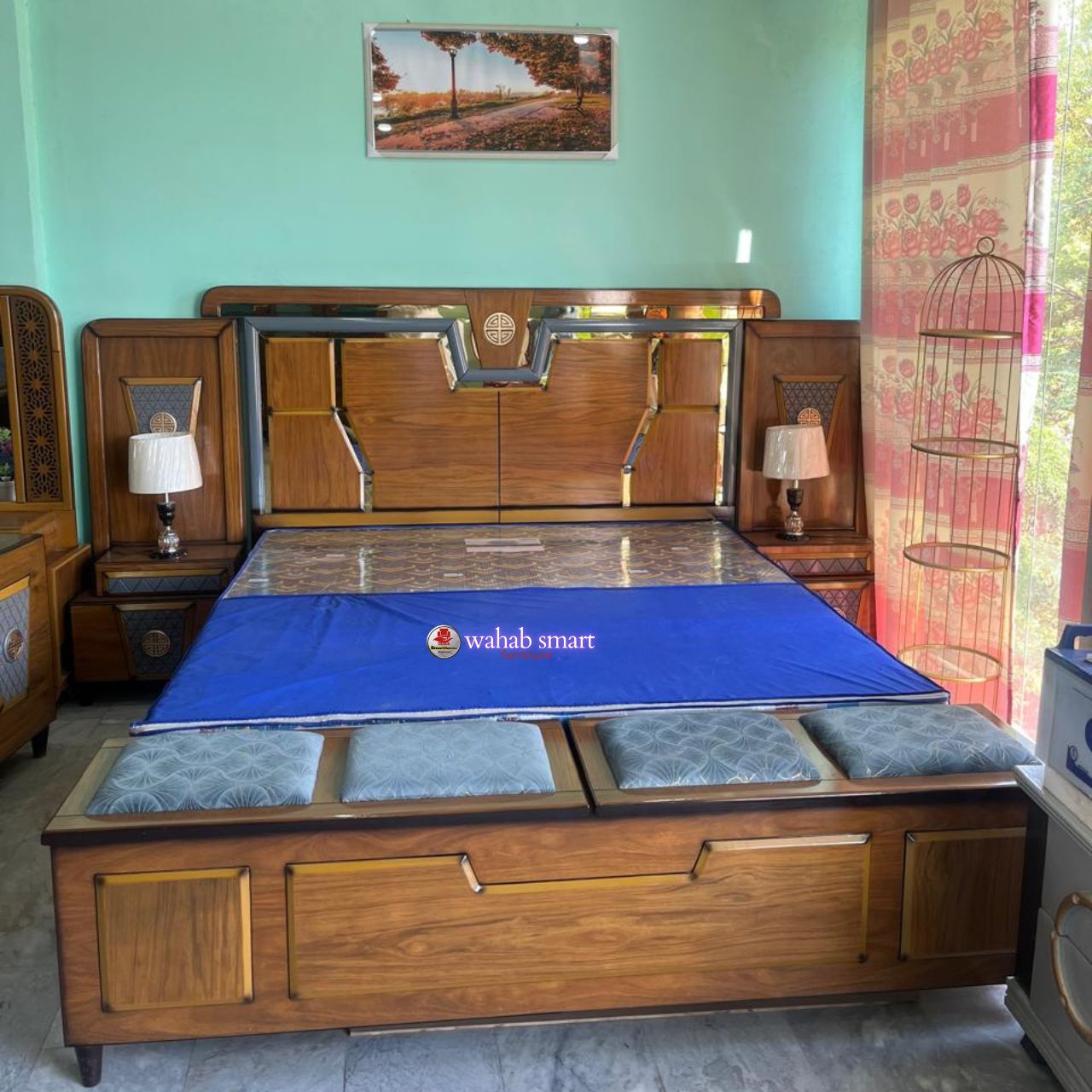 gold circle bedroom set || bed and dressing without foam