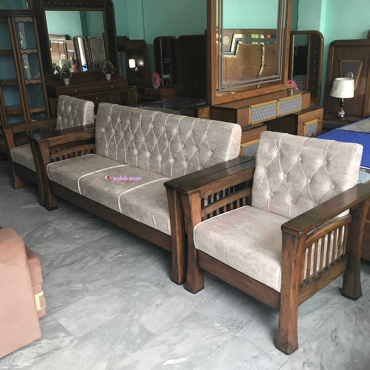 Noble wood sofa set five seater